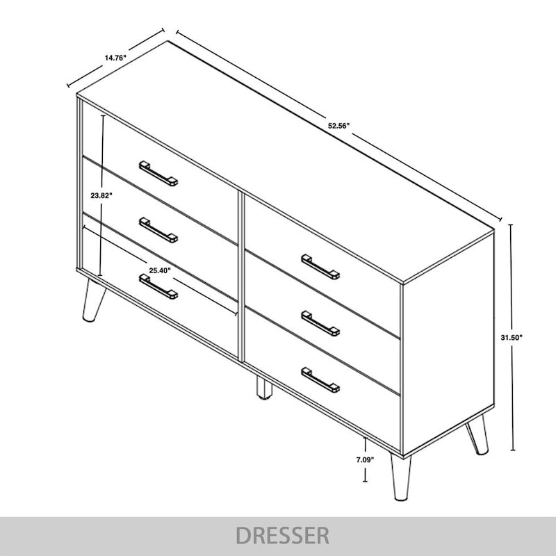Commode Classique en Bois à 6 Tiroirs