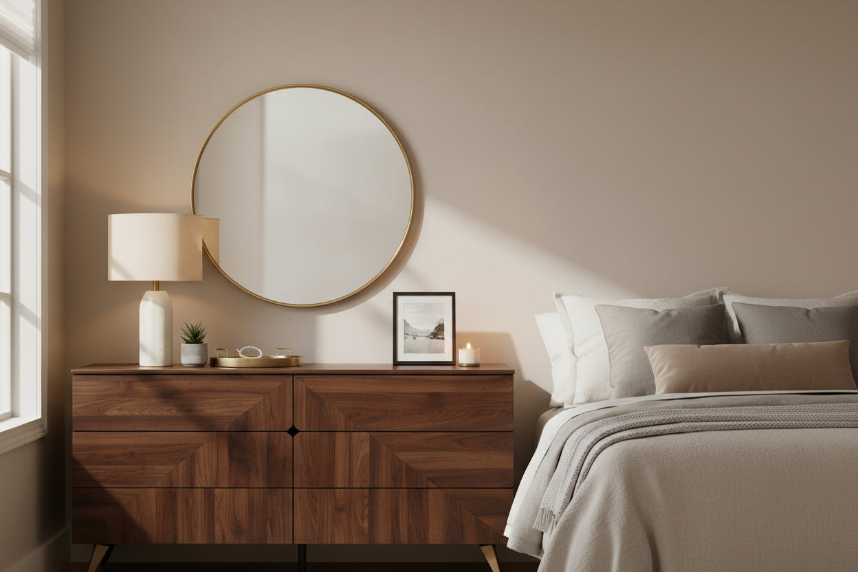 Graceland Mid-Century Modern Transitional Walnut Brown Finished Wood 6-Drawer Dresser