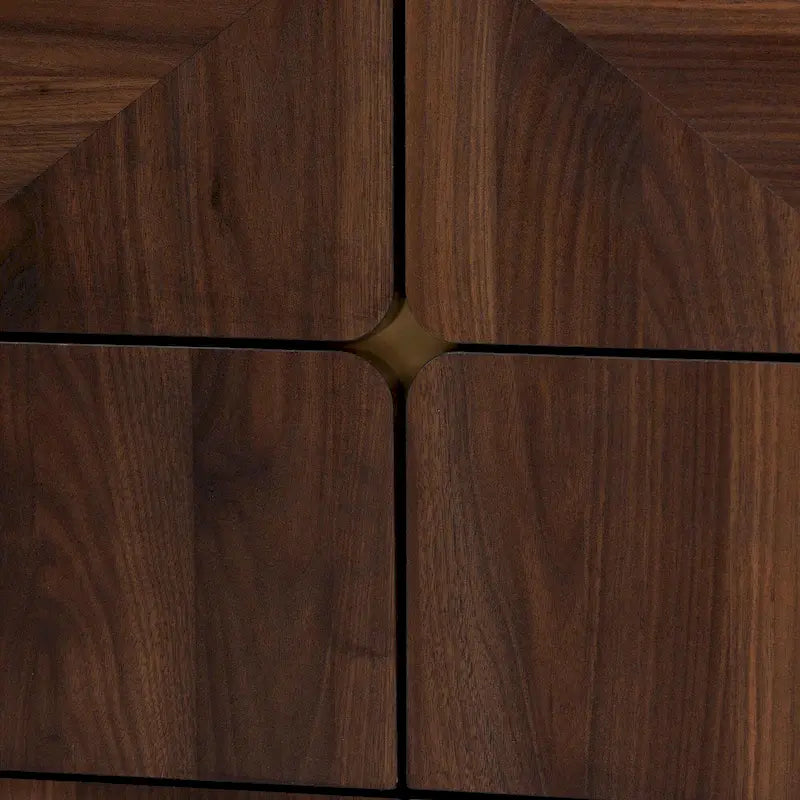 Commode 6 tiroirs en bois fini noyer marron de style transitionnel moderne du milieu du siècle