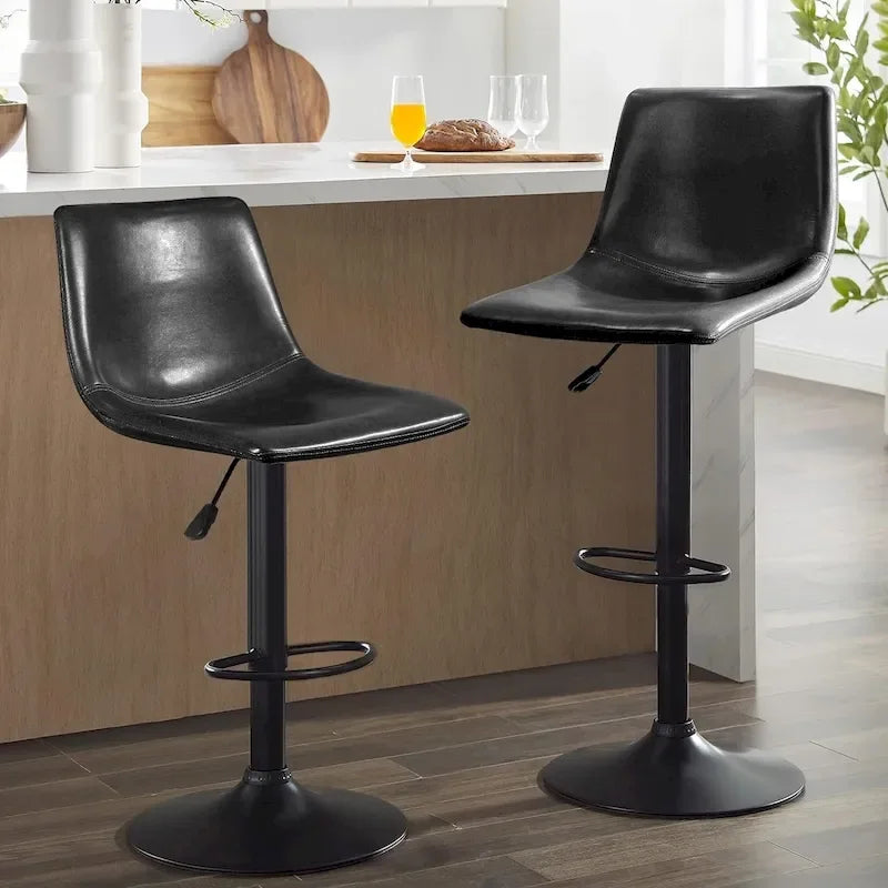 Lot de 2 tabourets de bar réglables en hauteur, tabourets de bar pivotants avec dossier
