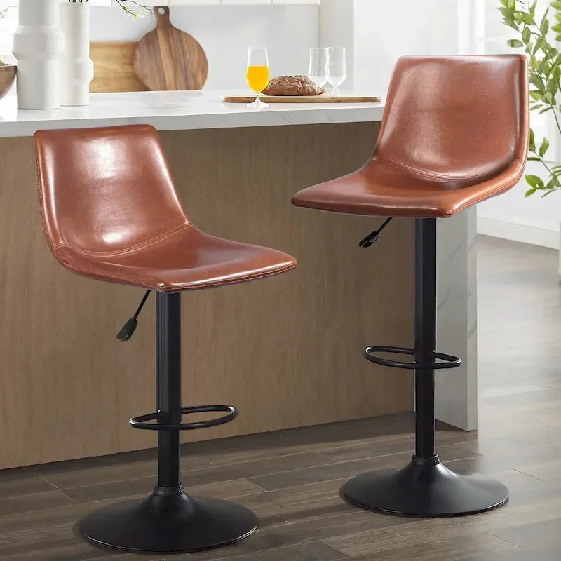 Lot de 2 tabourets de bar réglables en hauteur, tabourets de bar pivotants avec dossier