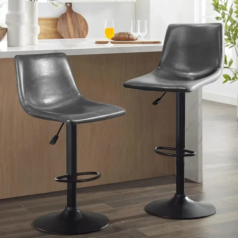 Lot de 2 tabourets de bar réglables en hauteur, tabourets de bar pivotants avec dossier