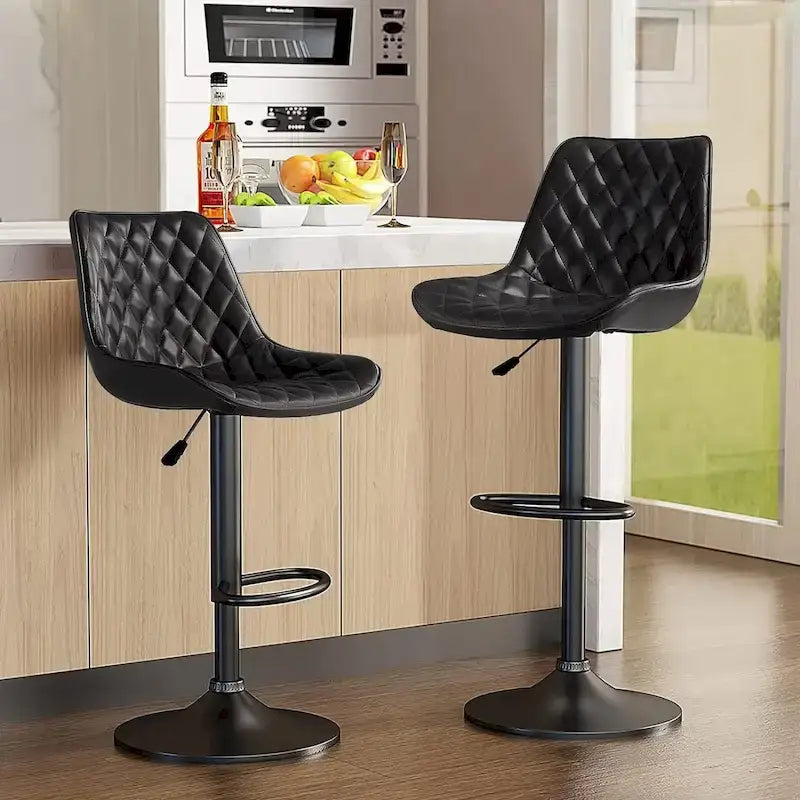 Lot de 2 tabourets de bar réglables en hauteur, tabourets de bar pivotants avec dossier