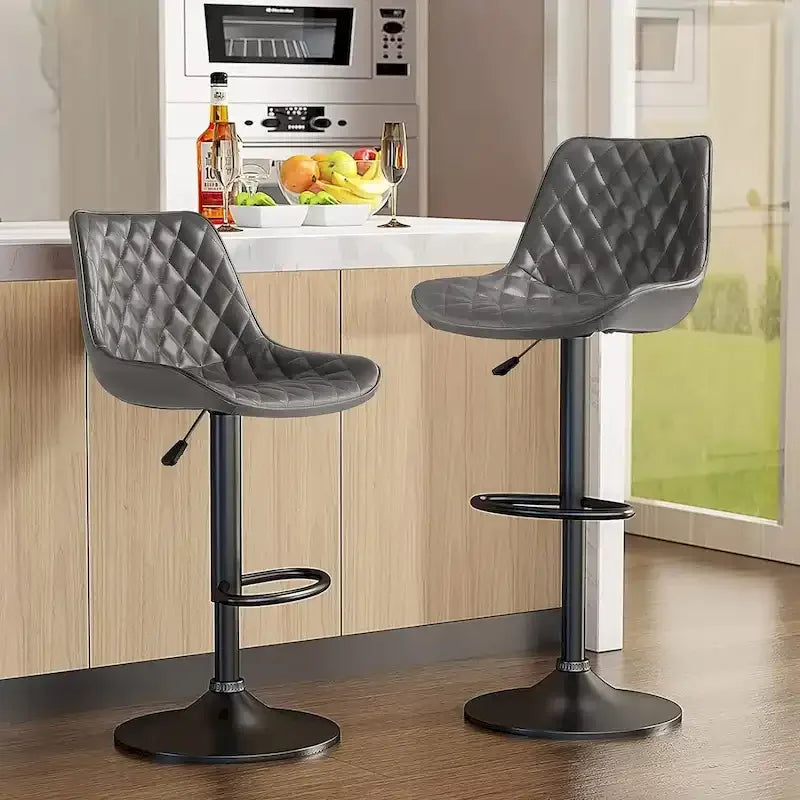 Lot de 2 tabourets de bar réglables en hauteur, tabourets de bar pivotants avec dossier