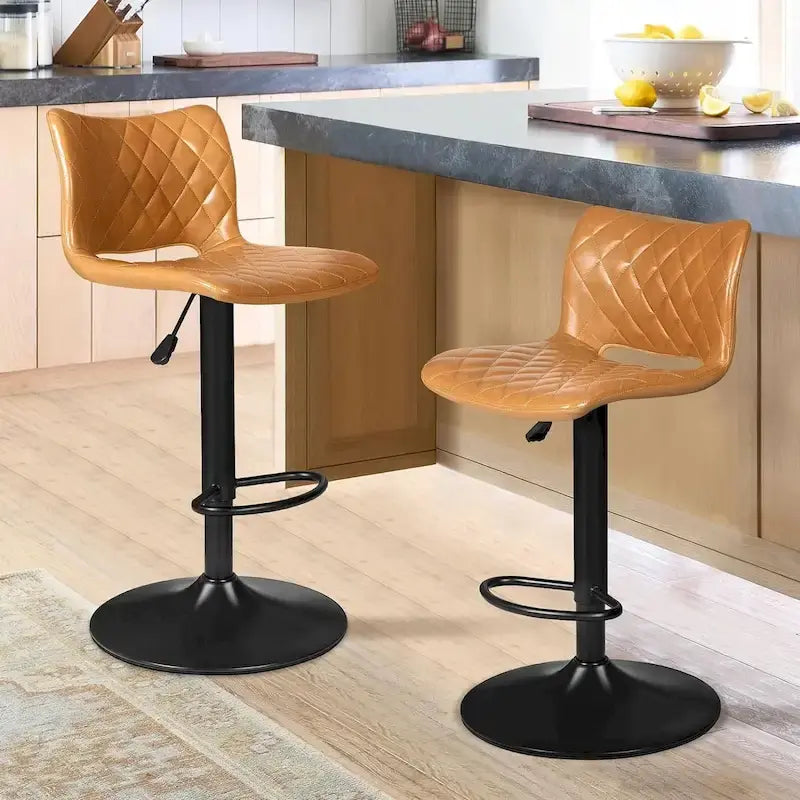 Lot de 2 tabourets de bar réglables en hauteur, tabourets de bar pivotants avec dossier