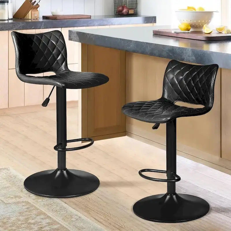 Lot de 2 tabourets de bar réglables en hauteur, tabourets de bar pivotants avec dossier