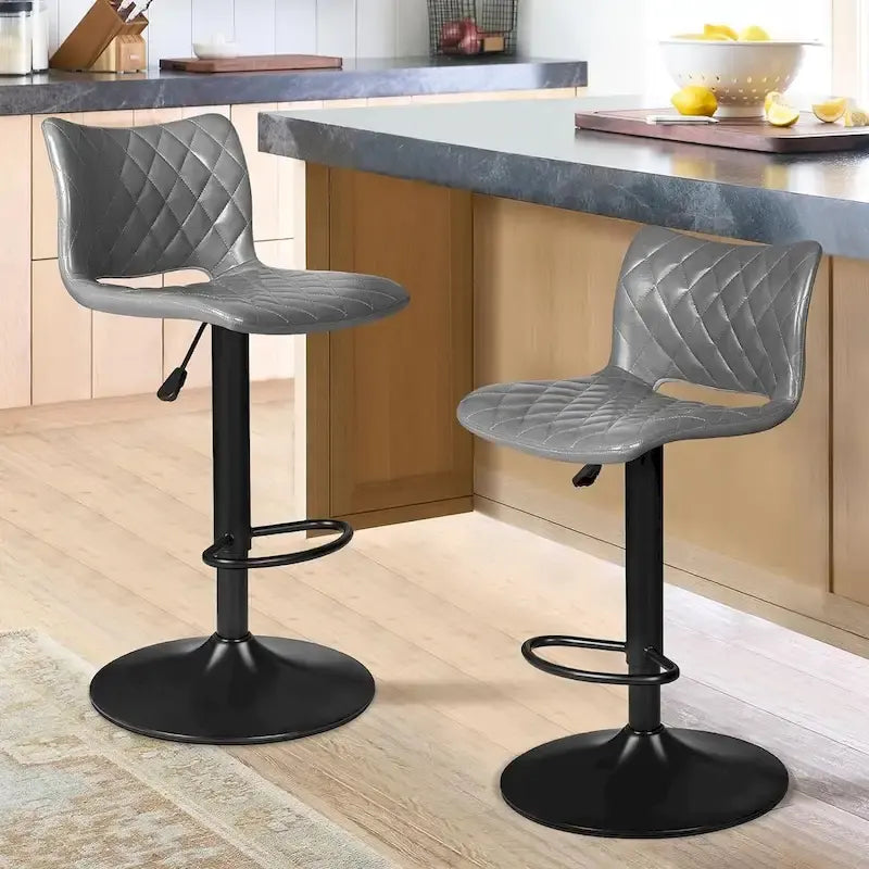 Lot de 2 tabourets de bar réglables en hauteur, tabourets de bar pivotants avec dossier