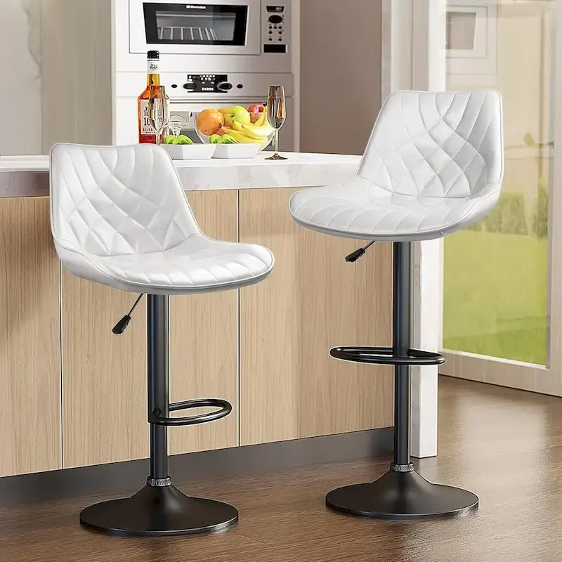 Lot de 2 tabourets de bar réglables en hauteur, tabourets de bar pivotants avec dossier