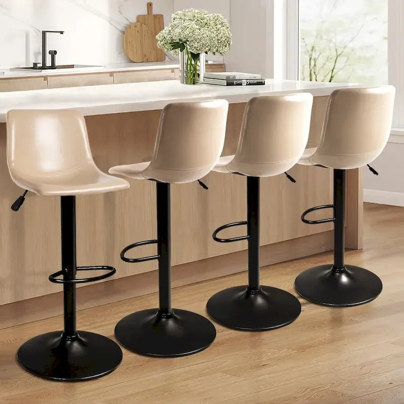 Lot de 2 tabourets de bar réglables en hauteur, tabourets de bar pivotants avec dossier