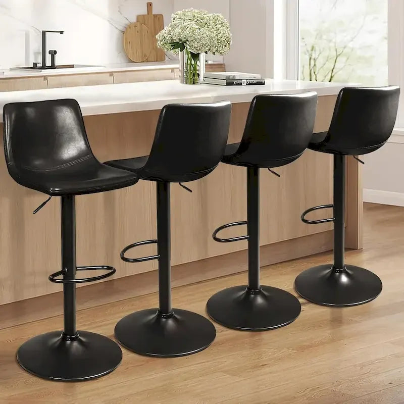 Lot de 2 tabourets de bar réglables en hauteur, tabourets de bar pivotants avec dossier