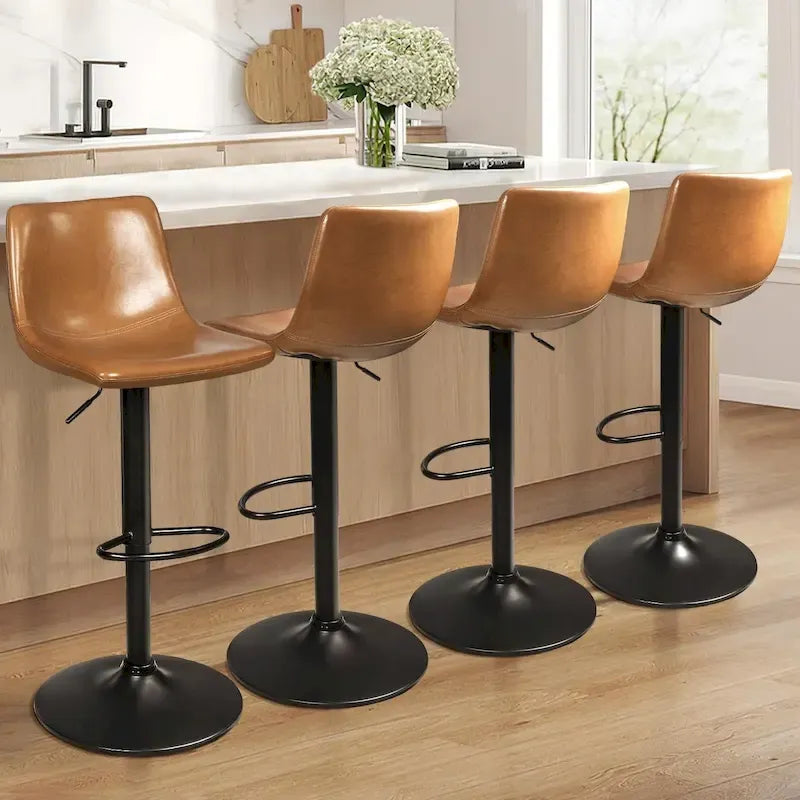Lot de 2 tabourets de bar réglables en hauteur, tabourets de bar pivotants avec dossier