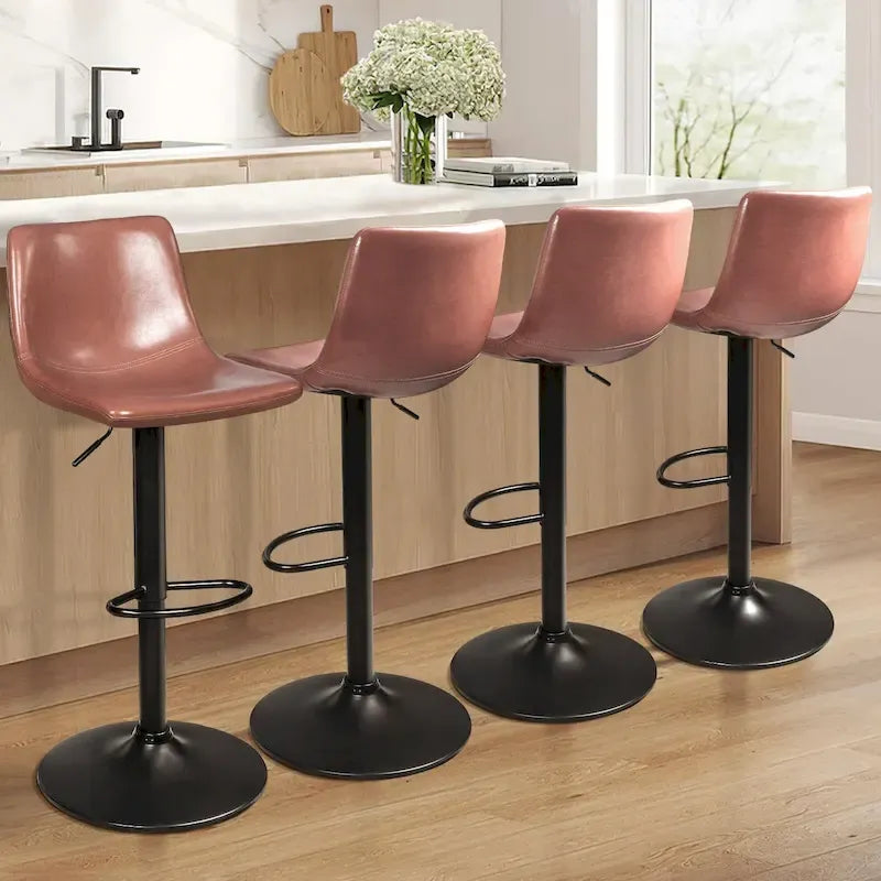 Lot de 2 tabourets de bar réglables en hauteur, tabourets de bar pivotants avec dossier