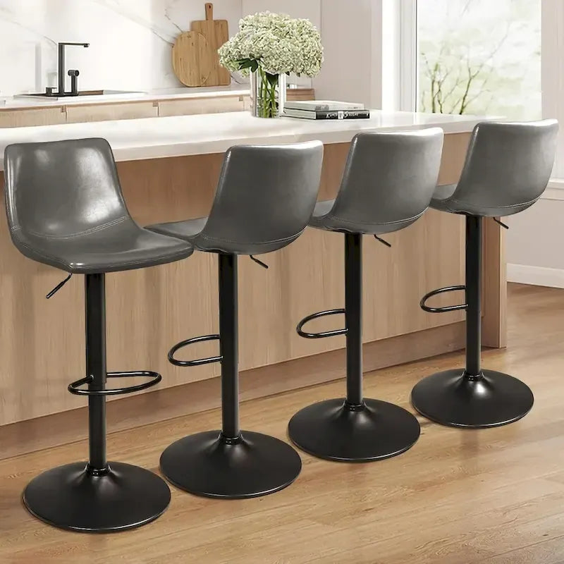 Lot de 2 tabourets de bar réglables en hauteur, tabourets de bar pivotants avec dossier