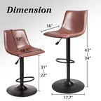 Lot de 2 tabourets de bar réglables en hauteur, tabourets de bar pivotants avec dossier
