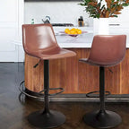 Lot de 2 tabourets de bar réglables en hauteur, tabourets de bar pivotants avec dossier