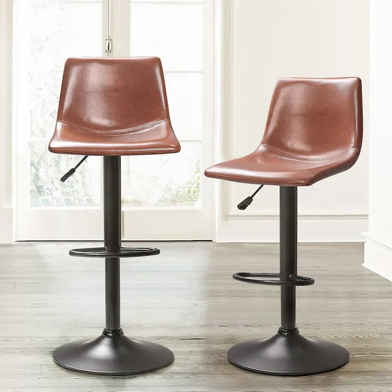 Lot de 2 tabourets de bar réglables en hauteur, tabourets de bar pivotants avec dossier
