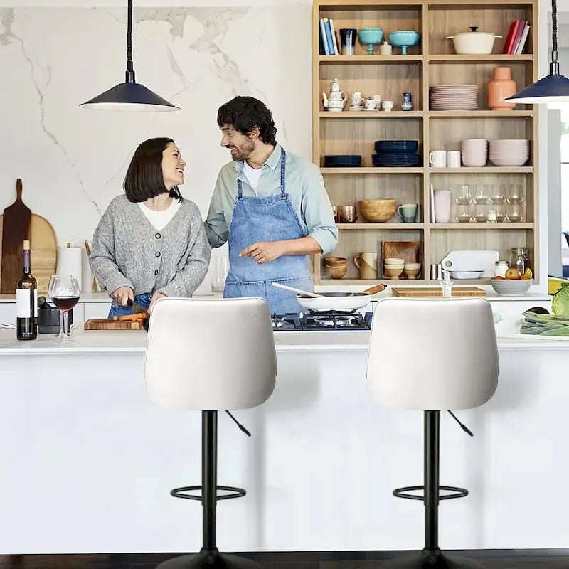 Lot de 2 tabourets de bar réglables en hauteur, tabourets de bar pivotants avec dossier