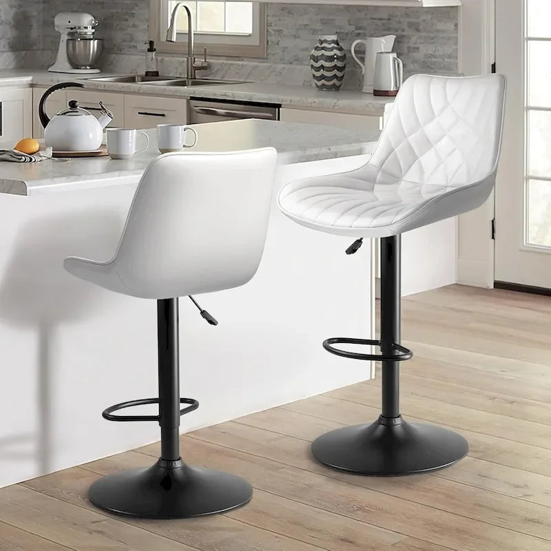 Lot de 2 tabourets de bar réglables en hauteur, tabourets de bar pivotants avec dossier