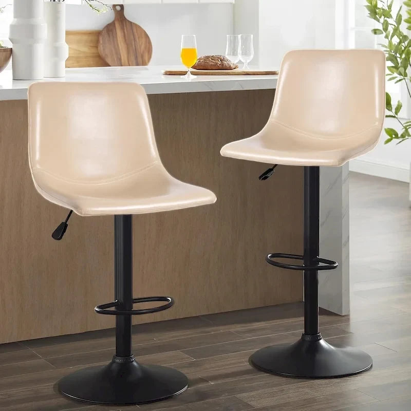 Lot de 2 tabourets de bar réglables en hauteur, tabourets de bar pivotants avec dossier