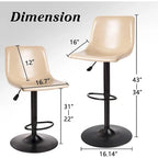 Lot de 2 tabourets de bar réglables en hauteur, tabourets de bar pivotants avec dossier