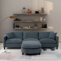 Canapé 3 places en mousse Elegance avec coussins décoratifs et pouf pour salon