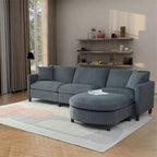 Canapé 3 places en mousse Elegance avec coussins décoratifs et pouf pour salon
