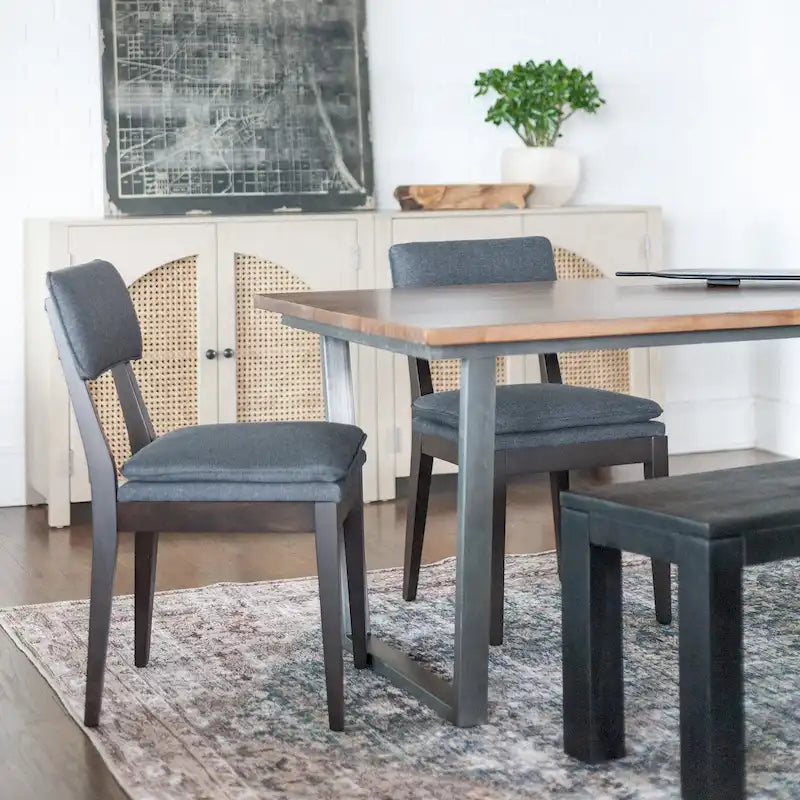 Chaises de salle à manger rembourrées en bois massif (Lot de 2)