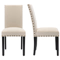 Chaises de salle à manger capitonnées en tissu avec clous décoratifs (lot de 2)