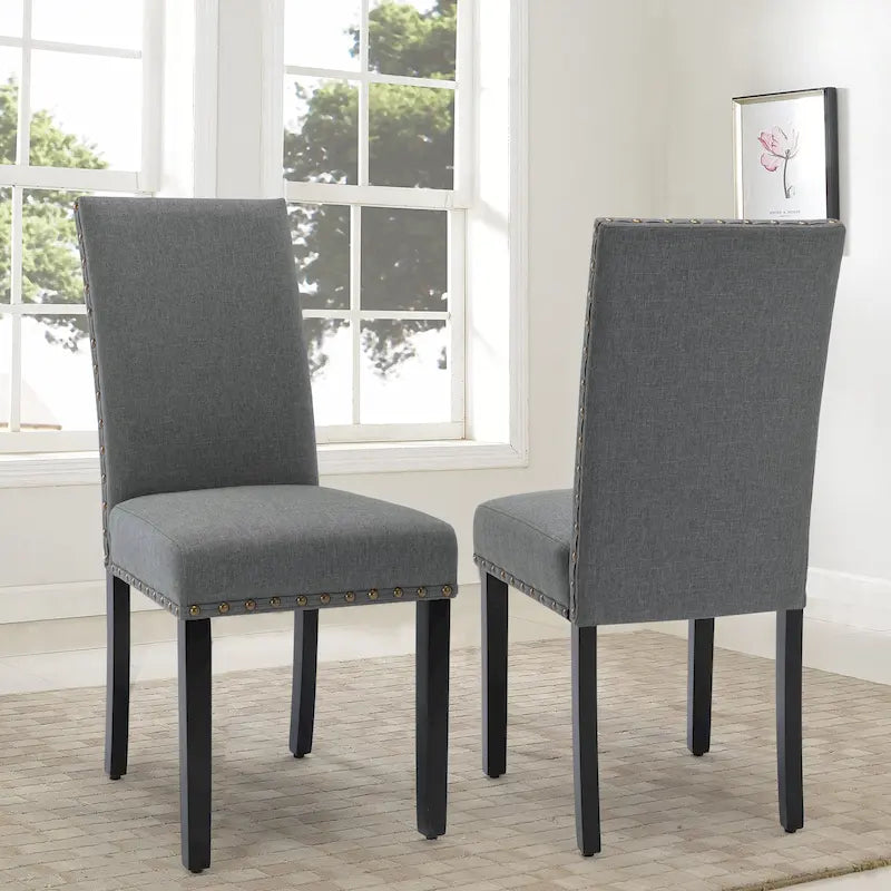 Chaises de salle à manger capitonnées en tissu avec clous décoratifs (lot de 2)