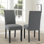 Chaises de salle à manger capitonnées en tissu avec clous décoratifs (lot de 2)