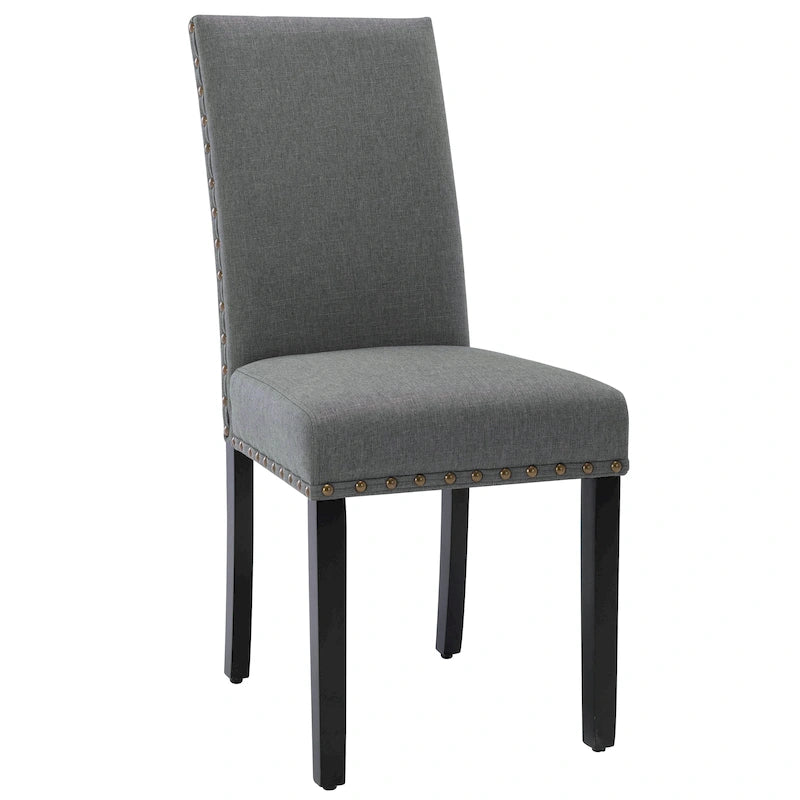 Chaises de salle à manger capitonnées en tissu avec clous décoratifs (lot de 2)