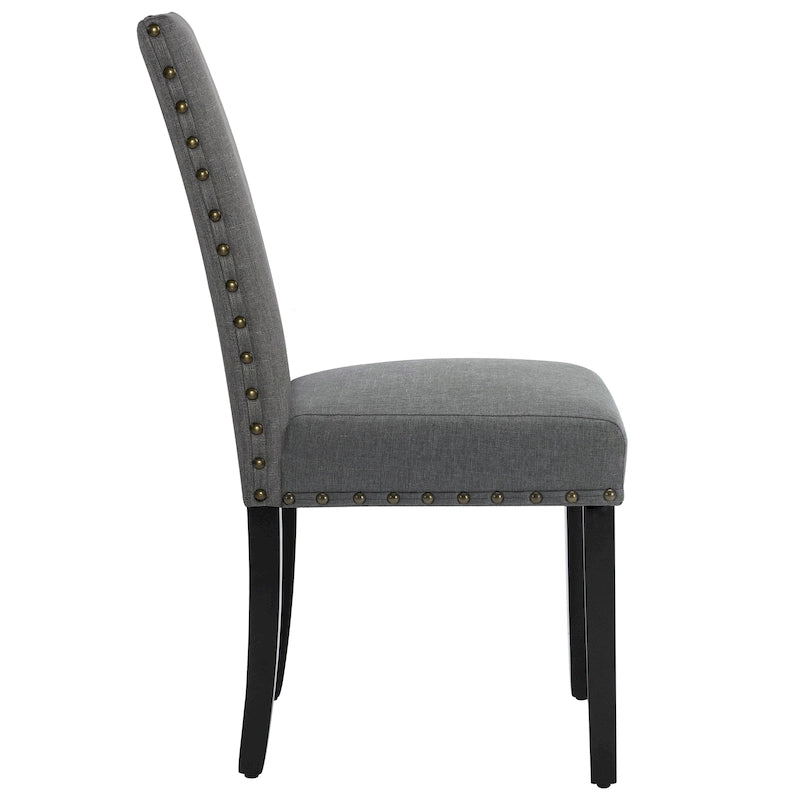 Chaises de salle à manger capitonnées en tissu avec clous décoratifs (lot de 2)