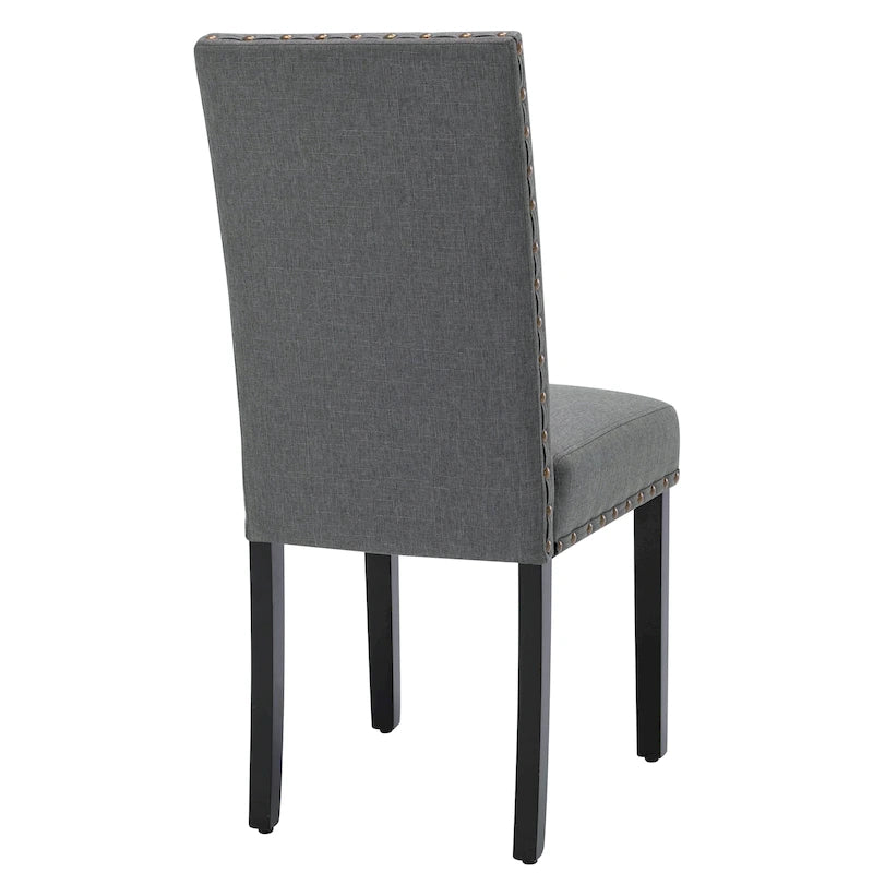Chaises de salle à manger capitonnées en tissu avec clous décoratifs (lot de 2)