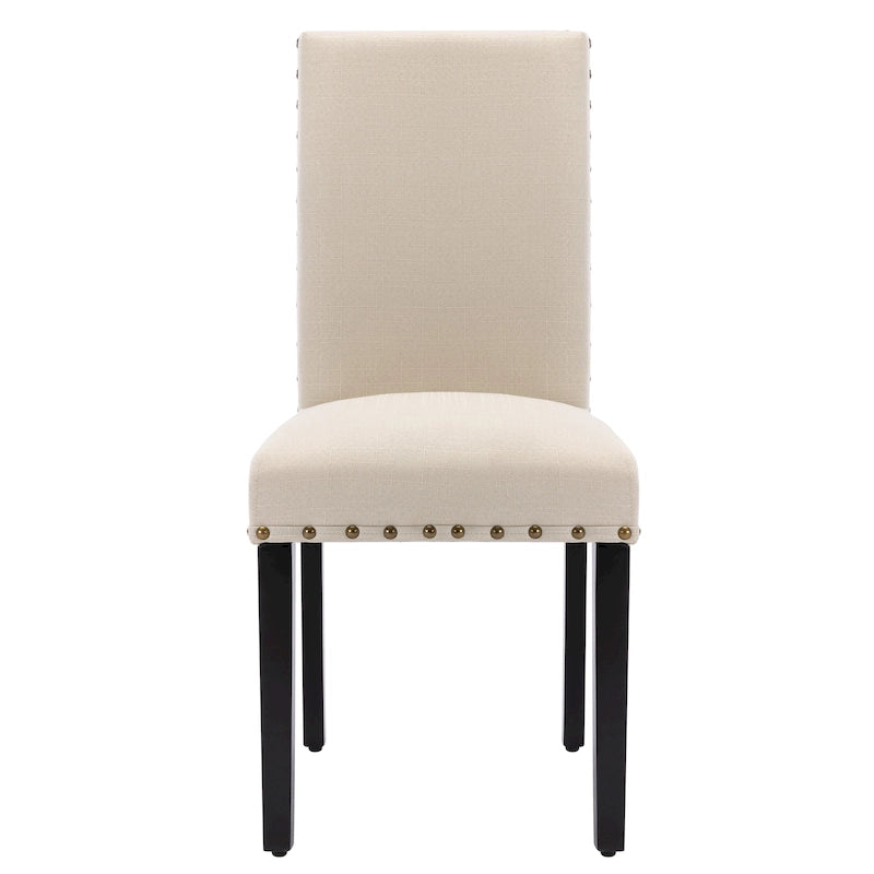 Chaises de salle à manger capitonnées en tissu avec clous décoratifs (lot de 2)