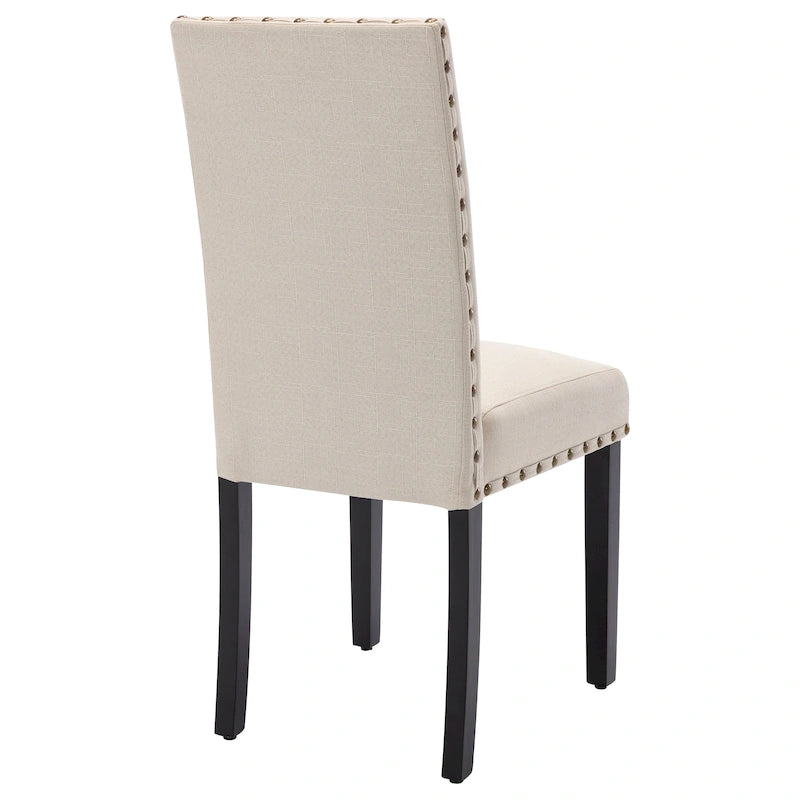 Chaises de salle à manger capitonnées en tissu avec clous décoratifs (lot de 2)