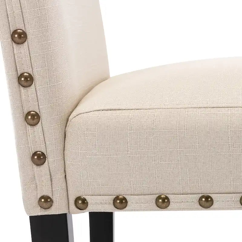 Chaises de salle à manger capitonnées en tissu avec clous décoratifs (lot de 2)