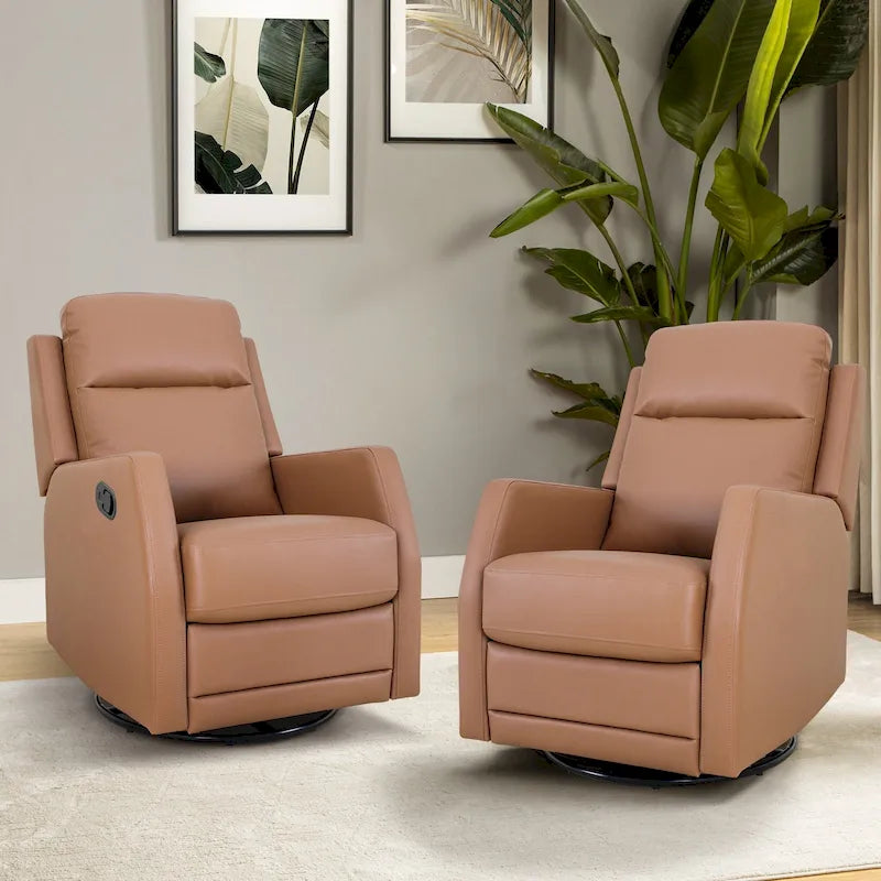 Fauteuil inclinable manuel à bascule et pivotant en similicuir moderne avec dossier à oreilles - Lot de 2
