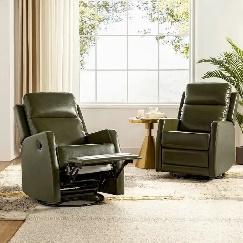 Fauteuil inclinable manuel à bascule et pivotant en similicuir moderne avec dossier à oreilles - Lot de 2