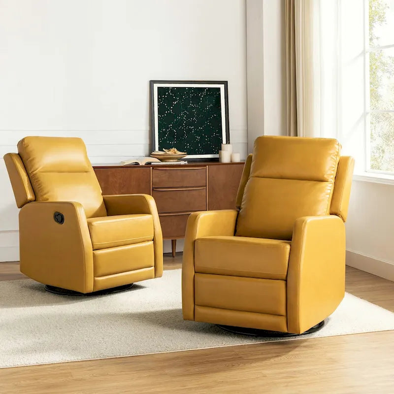Fauteuil inclinable manuel à bascule et pivotant en similicuir moderne avec dossier à oreilles - Lot de 2