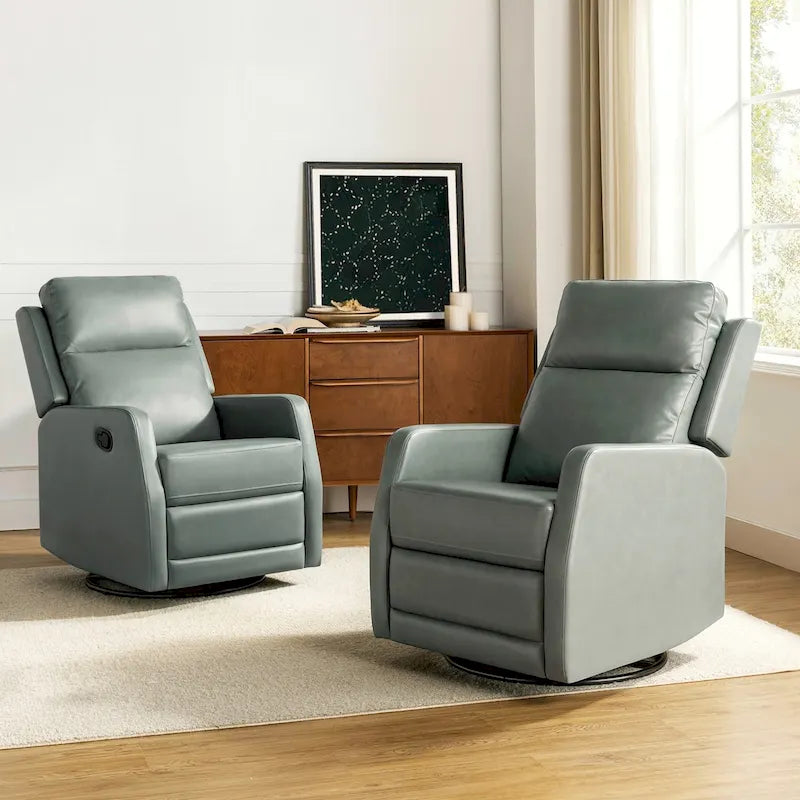 Fauteuil inclinable manuel à bascule et pivotant en similicuir moderne avec dossier à oreilles - Lot de 2