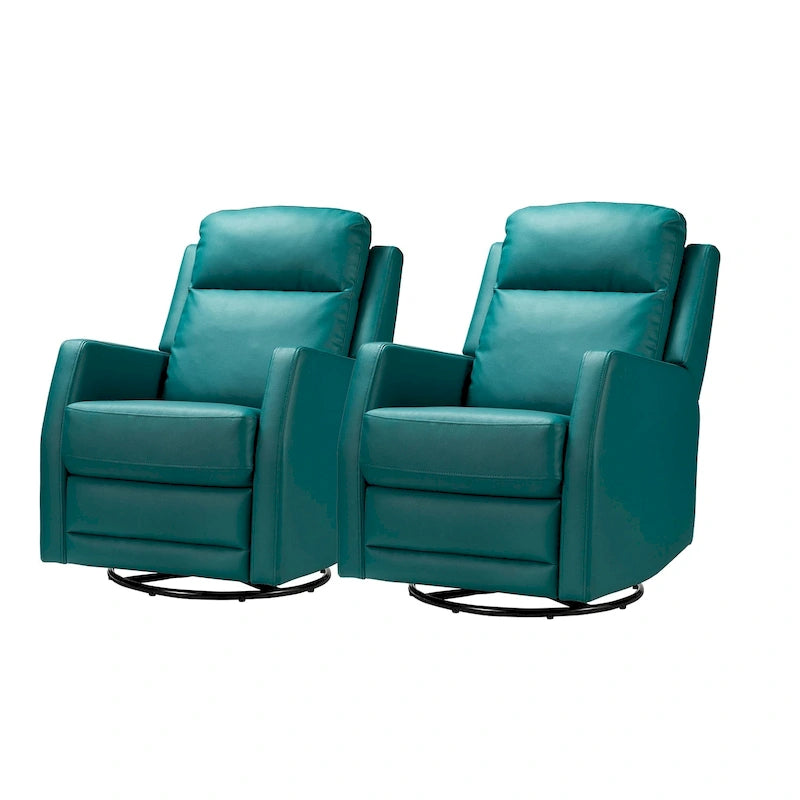 Fauteuil inclinable manuel à bascule et pivotant en similicuir moderne avec dossier à oreilles - Lot de 2