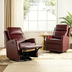 Fauteuil inclinable manuel à bascule et pivotant en similicuir moderne avec dossier à oreilles - Lot de 2