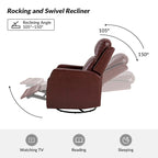 Fauteuil inclinable manuel à bascule et pivotant en similicuir moderne avec dossier à oreilles - Lot de 2