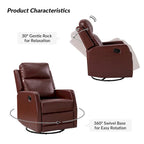 Fauteuil inclinable manuel à bascule et pivotant en similicuir moderne avec dossier à oreilles - Lot de 2