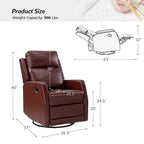 Fauteuil inclinable manuel à bascule et pivotant en similicuir moderne avec dossier à oreilles - Lot de 2