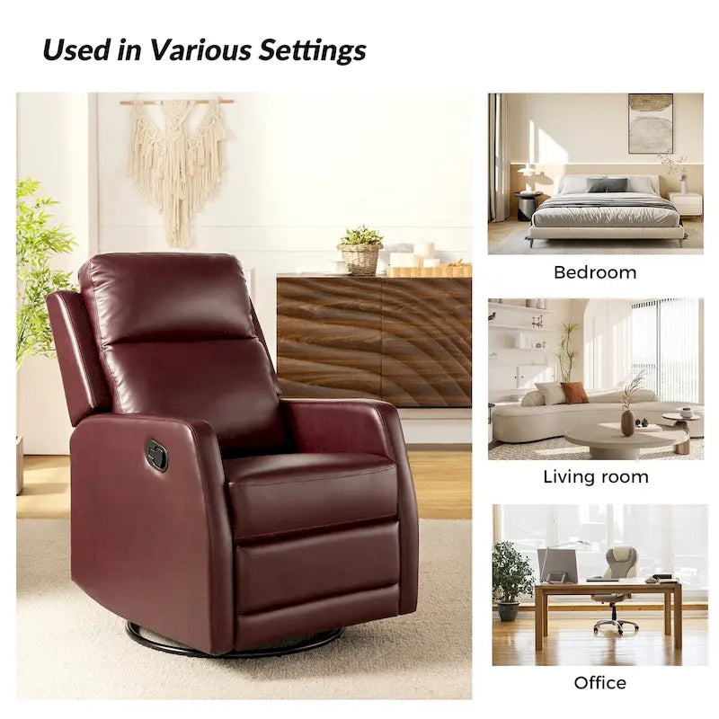 Fauteuil inclinable manuel à bascule et pivotant en similicuir moderne avec dossier à oreilles - Lot de 2