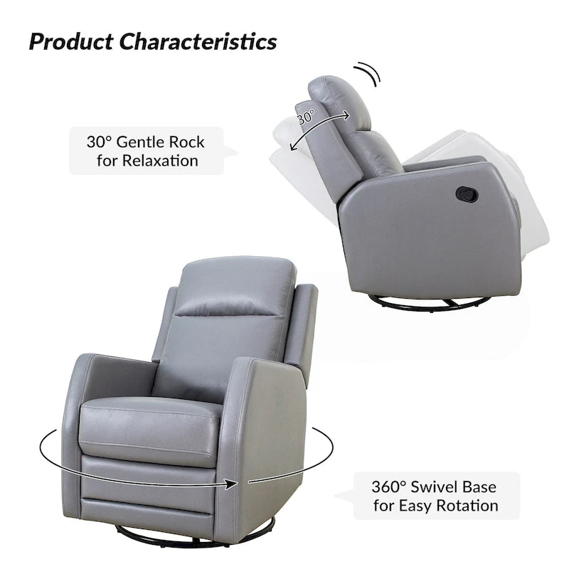 Fauteuil inclinable manuel à bascule et pivotant en similicuir moderne avec dossier à oreilles - Lot de 2