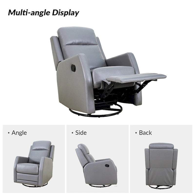 Fauteuil inclinable manuel à bascule et pivotant en similicuir moderne avec dossier à oreilles - Lot de 2