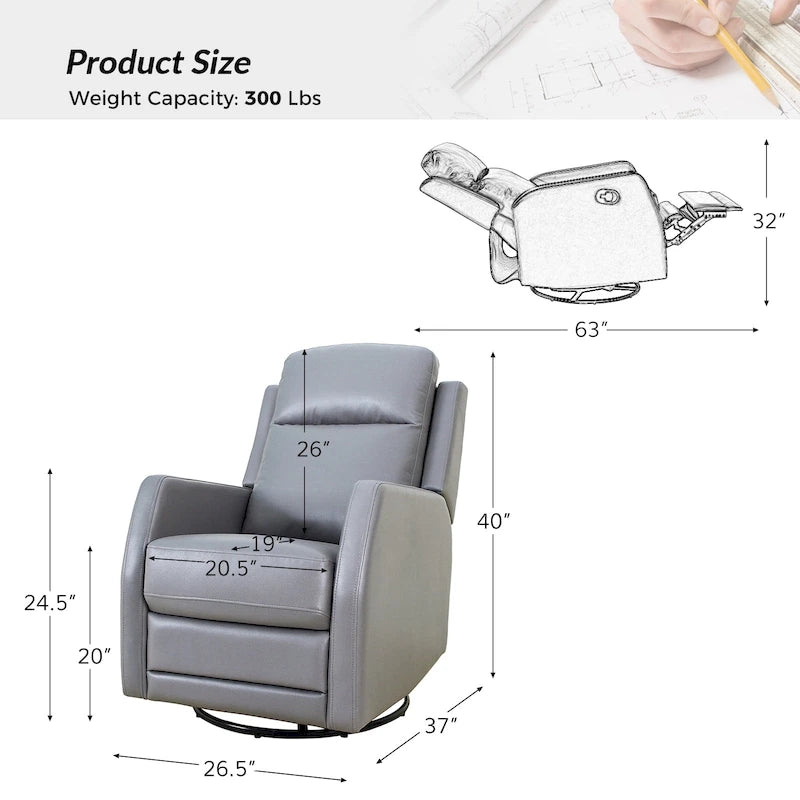 Fauteuil inclinable manuel à bascule et pivotant en similicuir moderne avec dossier à oreilles - Lot de 2