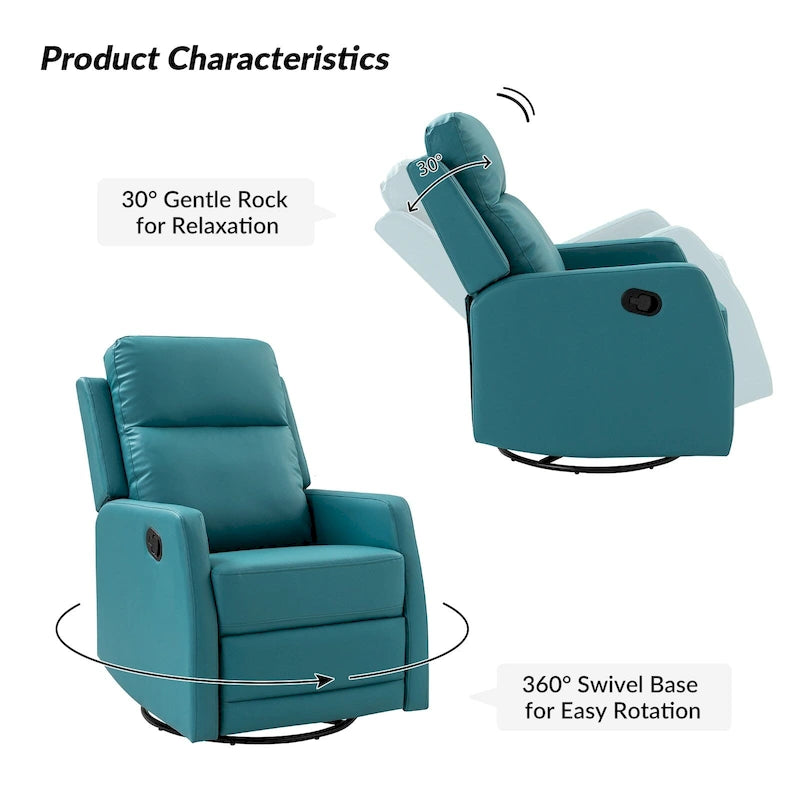 Fauteuil inclinable manuel à bascule et pivotant en similicuir moderne avec dossier à oreilles - Lot de 2